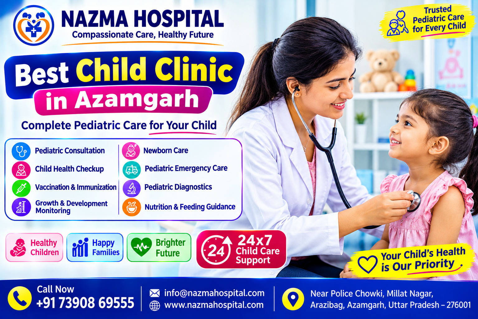 Best Child Clinic in Azamgarh providing pediatric care at Nazma Hospital