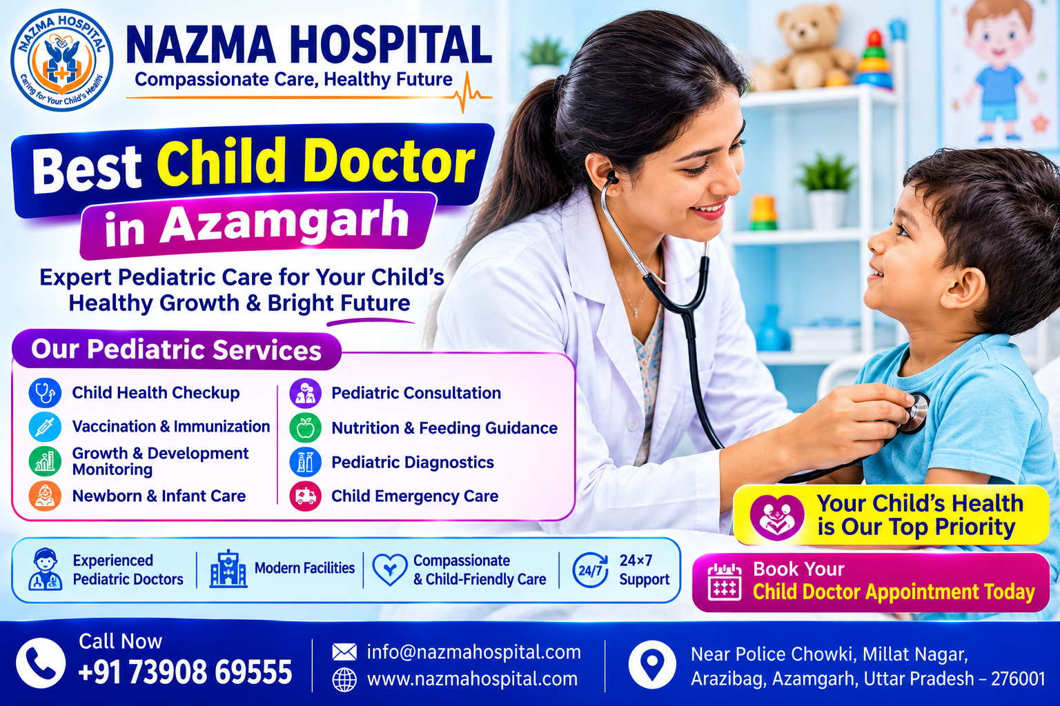 Best Child Doctor in Azamgarh providing expert pediatric care at Nazma Hospital